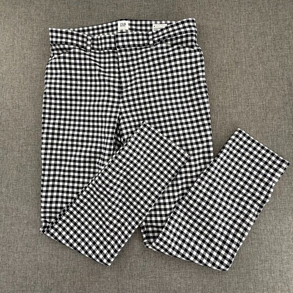 GAP Signature Skinny Ankle Pants Navy & White Plaid Size 8 Mid Rise Viscose Blen - Picture 1 of 15